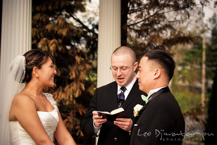 Officiant, pastor's blessing of the bride and groom. Ceresville Mansion Frederick Maryland Wedding Photo by wedding photographer Leo Dj Photography